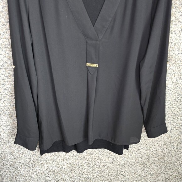 Michael Kors Top Womens‎ 6 Black Sheer Lined Blouse Long Sleeve Casual Ladies - Picture 5 of 7